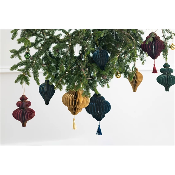 Papír méhsejt dísz jégcsap bordó 10x15 cm