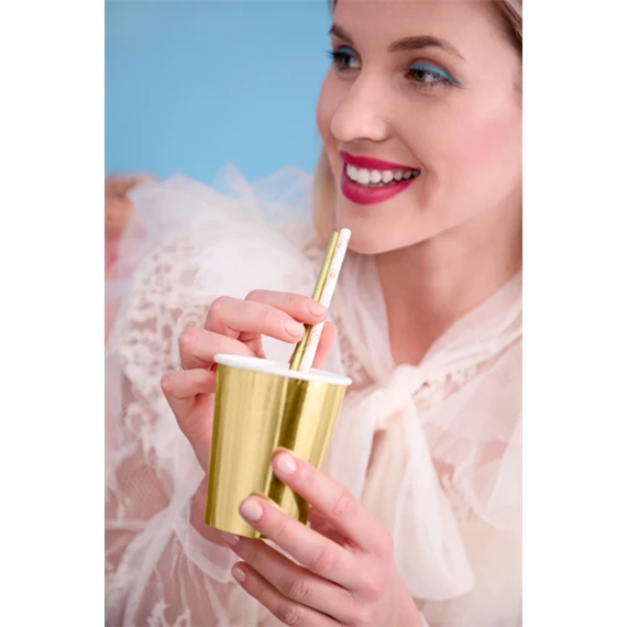 Papír szívószálak arany 19,5 cm S/10