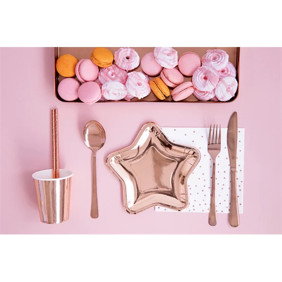 Papírtányér csillag rózsaarany 18 cm S/6