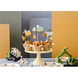 Papírtányér építőipari járművek, mix, 18x18 cm S/6