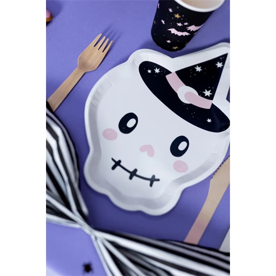 Papírtányér koponya 18x27 cm mix S/6