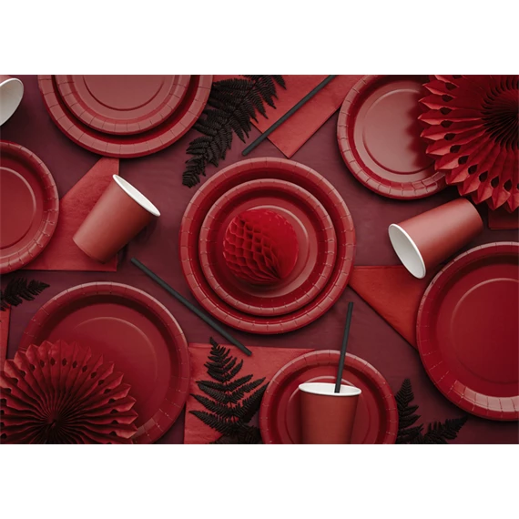Papírtányér sötétpiros 18 cm S/6