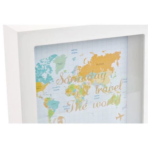 Persely világtérképpel 14,5x5x14,5 cm