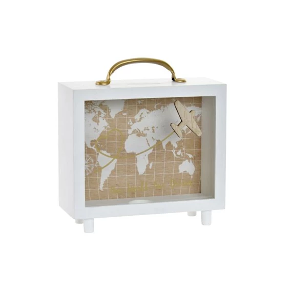 Persely világtérképpel 20x7x18 cm