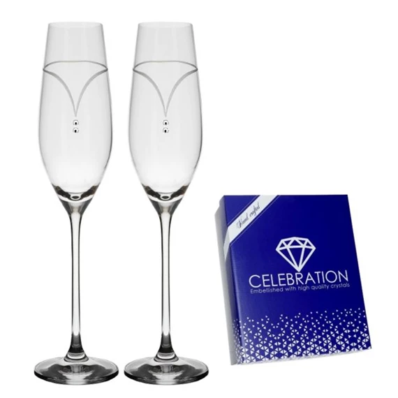 Pezsgős pohár Swarovski kristállyal 210 ml 26,3x6,6 cm S/6