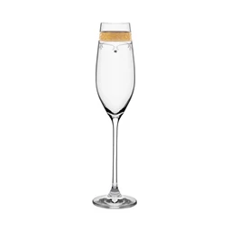 Pezsgős pohár arany szegéllyel, Swarovski kristállyal 210 ml 26,3x6,6 cm S/2