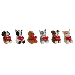 Plüss kutya szívvel 10x8x14 cm 6 féle