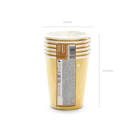 Papírpohár boldog új évet, arany, 220 ml S/6