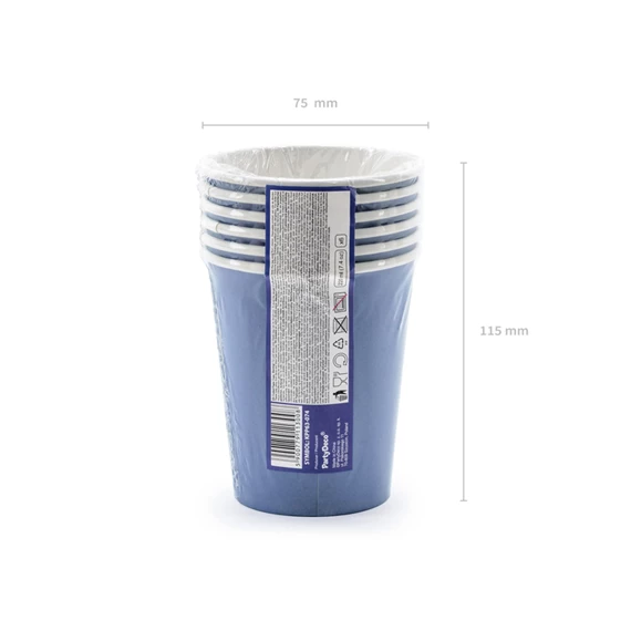 Papírpohár happy b`day!, sötétkék, 220 ml S/6