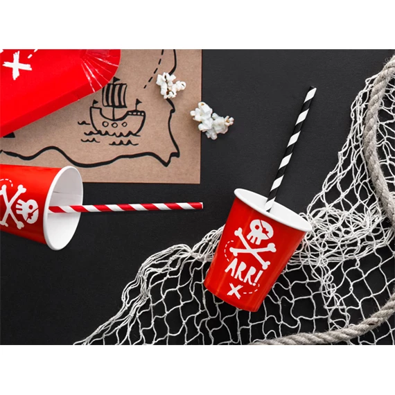Papírpohár kalóz parti, piros, 220 ml S/6
