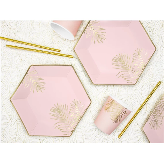 Papírpohár levelek, világos rózsaszín, 220 ml S/6