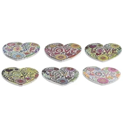 Poháralátét szív 11x11x0,5 cm 6 féle