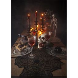 Pókhálós asztali futó fekete 185x45 cm