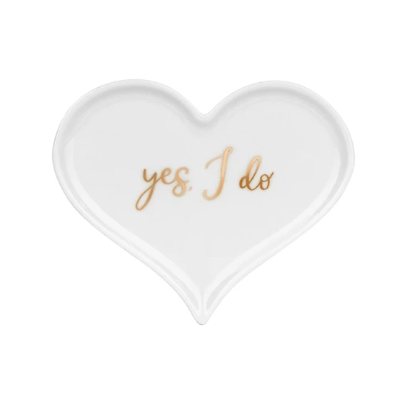 Porcelán esküvői gyűrűtartó szív 13,3x10,8 cm