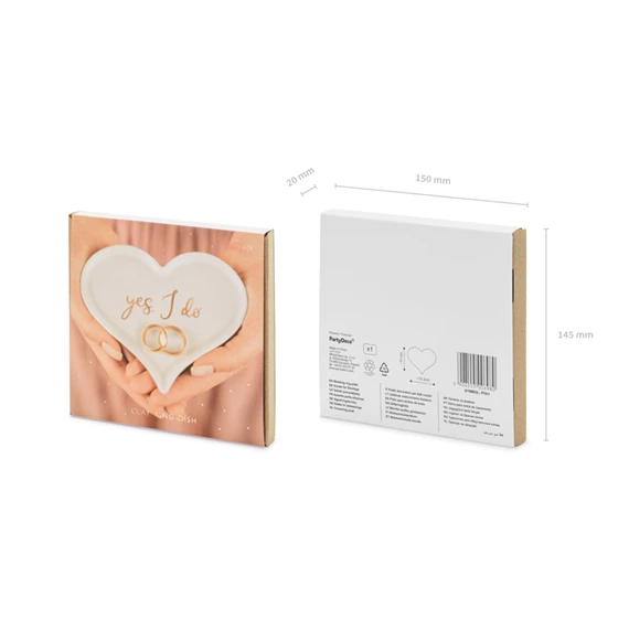 Porcelán esküvői gyűrűtartó szív 13,3x10,8 cm