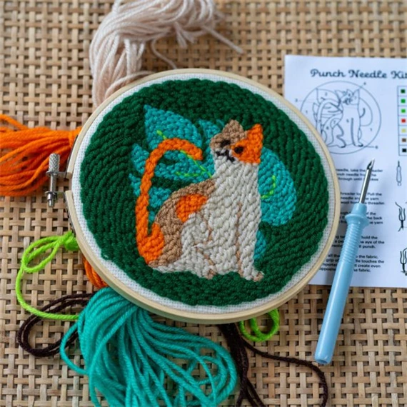 Punch Needle hímzőtoll készlet, macska