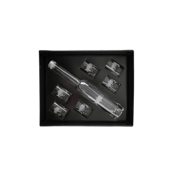 Röviditalos pohár palackkal, hal mintával, Swarovski kristállyal 200 ml/ 30 ml S/6