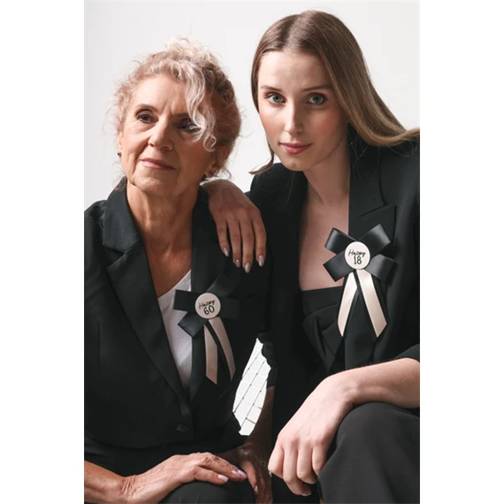 Rozetta 60. születésnapra 11x17 cm krém-fekete