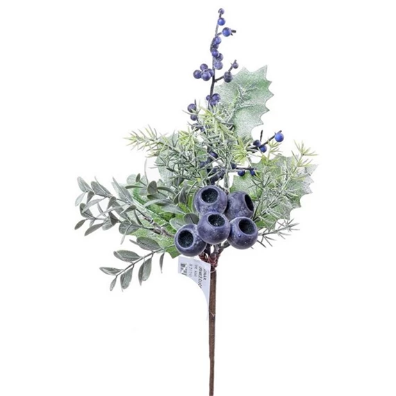 Selyemvirág ág áfonyával betűzős 30 cm