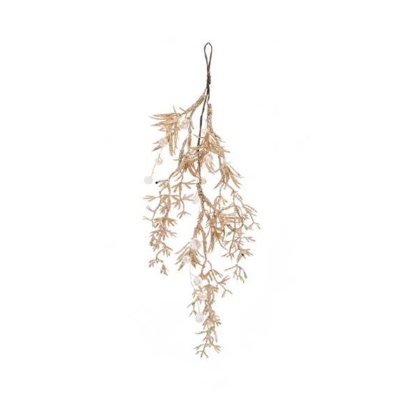 Selyemvirág ág kristállyal, glitteres, akasztós 38 cm