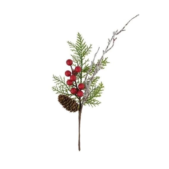 Selyemvirág ág tobozzal, bogyóval 35 cm