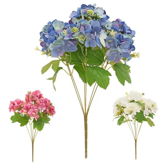 Selyemvirág hortenzia csokor 45 cm 3 féle