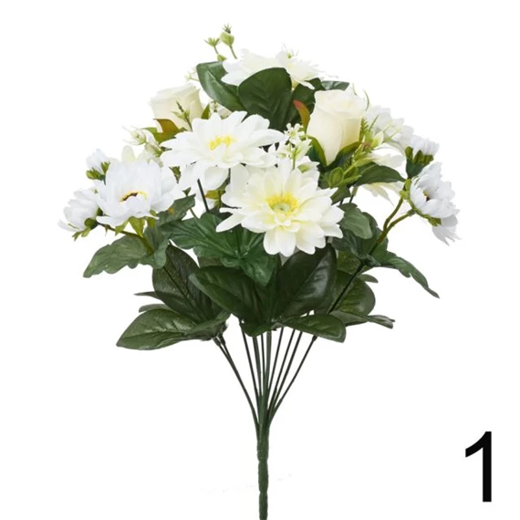 Selyemvirág rózsacsokor dáliával 41 cm 3 féle
