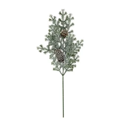 Selyemvirág fenyőág deres, tobozzal 45 cm