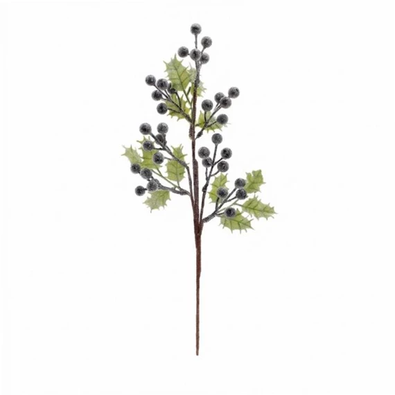 Selyemvirág levéllel, bogyóval, glitteres, deres, betűzős 43 cm