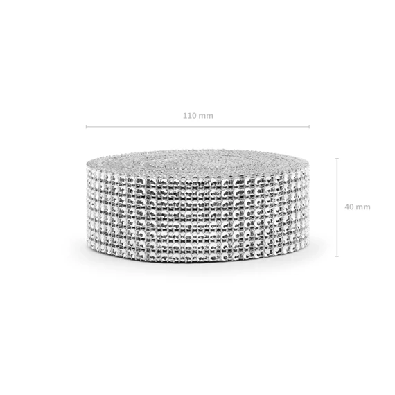 Strassz szalag ezüst 4x900 cm
