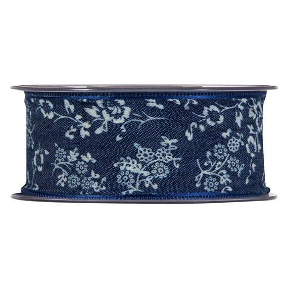 Szalag virágos, farmer 40 mm x 15 m