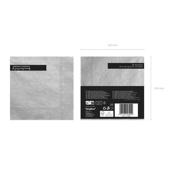 Szalvéta 3 rétegű ezüst metál 33x33 cm S/20