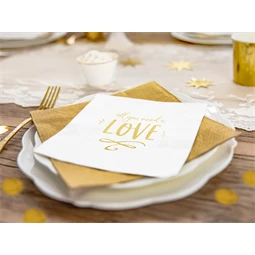 Szalvéta all you need is love fehér 33x33 cm S/20