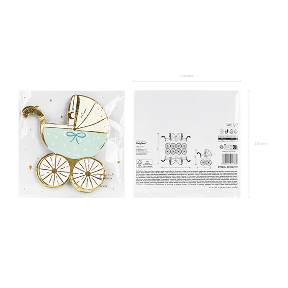 Szalvéta babakocsi tiffany kék 14x15 cm S/20