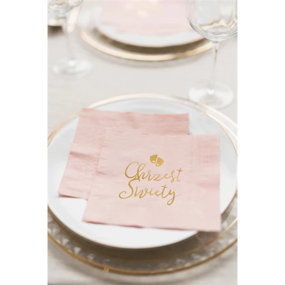 Szalvéta chrzest święty 33x33 cm világos rózsaszín S/12