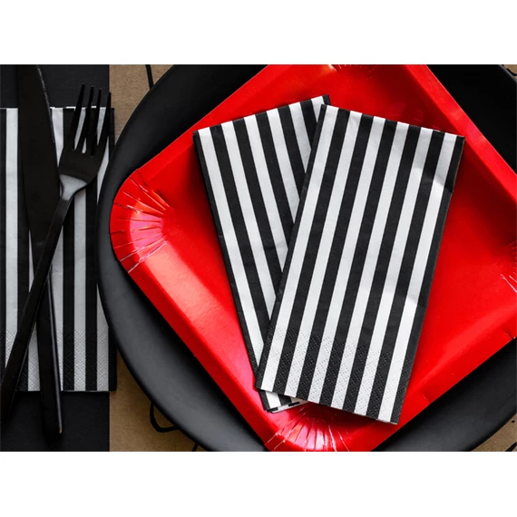 Szalvéta csíkos fekete 33 x 33 cm S/20