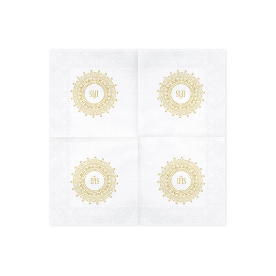 Szalvéta elsőáldozás ihs 33x33 cm arany S/20