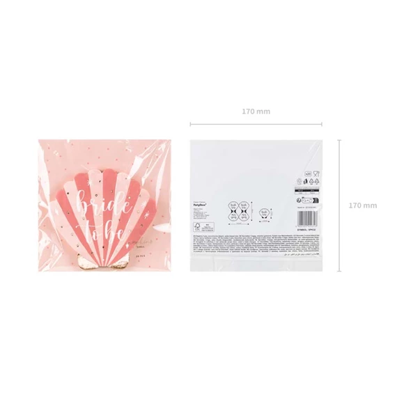 Szalvéta kagyló menyasszony lesz rózsaszín 13,5x13 cm S/20