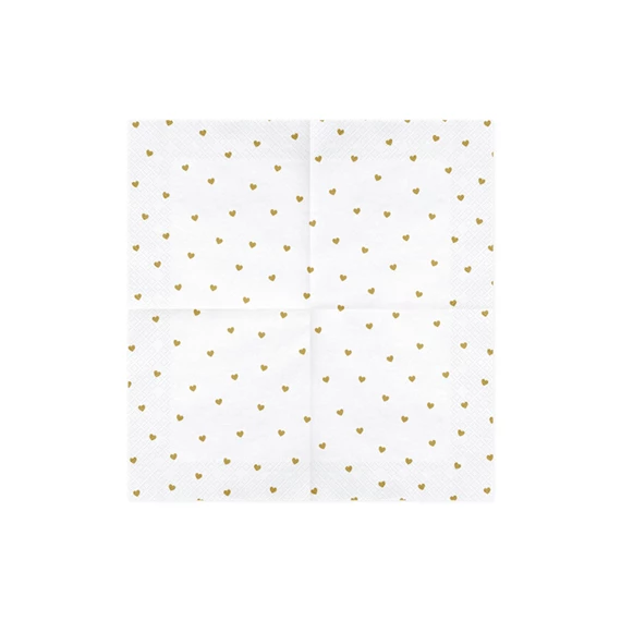 Szalvéta szívek fehér 33x33 cm S/20