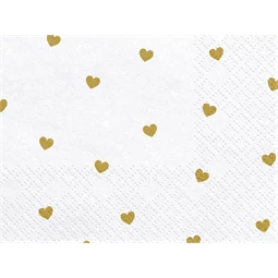 Szalvéta szívek fehér 33x33 cm S/20