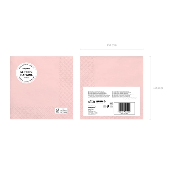 Szalvéta világos rózsaszín 33x33 cm S/20