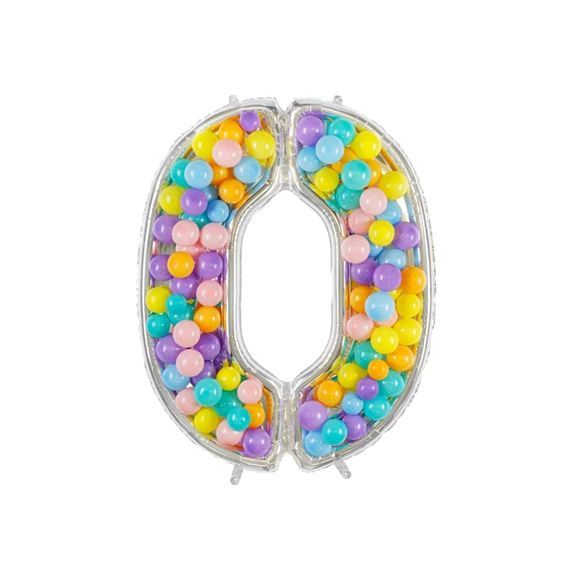 Számkeret 0-s latex lufikhoz 126 cm ezüst