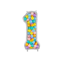 Számkeret 1-es latex lufikhoz 126 cm ezüst