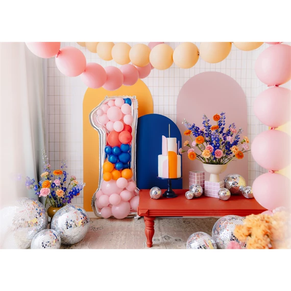 Számkeret 1-es latex lufikhoz 126 cm ezüst