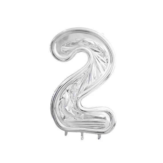 Számkeret 2-es latex lufikhoz 126 cm ezüst