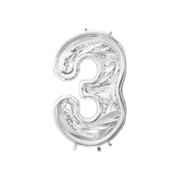 Számkeret 3-as latex lufikhoz 126 cm ezüst