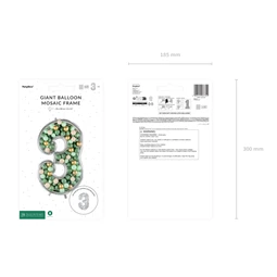 Számkeret 3-as latex lufikhoz 126 cm ezüst