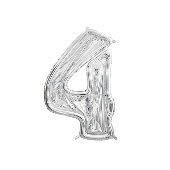 Számkeret 4-es latex lufikhoz 126 cm ezüst