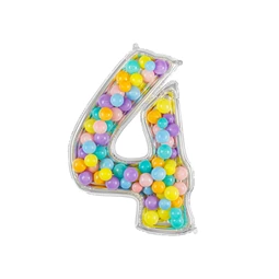 Számkeret 4-es latex lufikhoz 126 cm ezüst