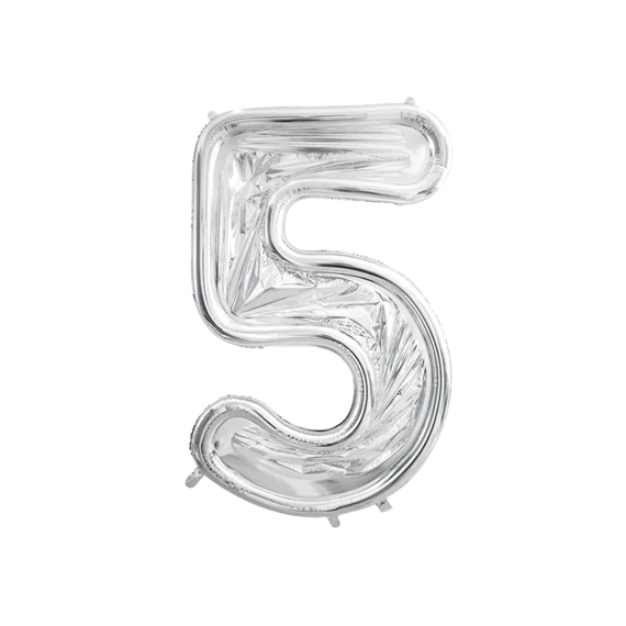 Számkeret 5-ös latex lufikhoz 126 cm ezüst